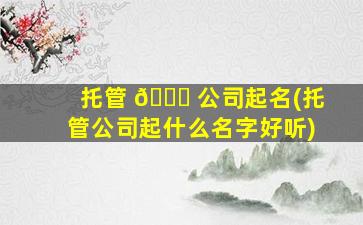 托管 🍁 公司起名(托管公司起什么名字好听)